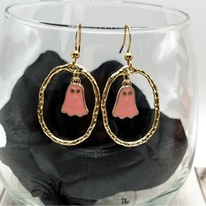 Pink Ghost Halloween Earrings